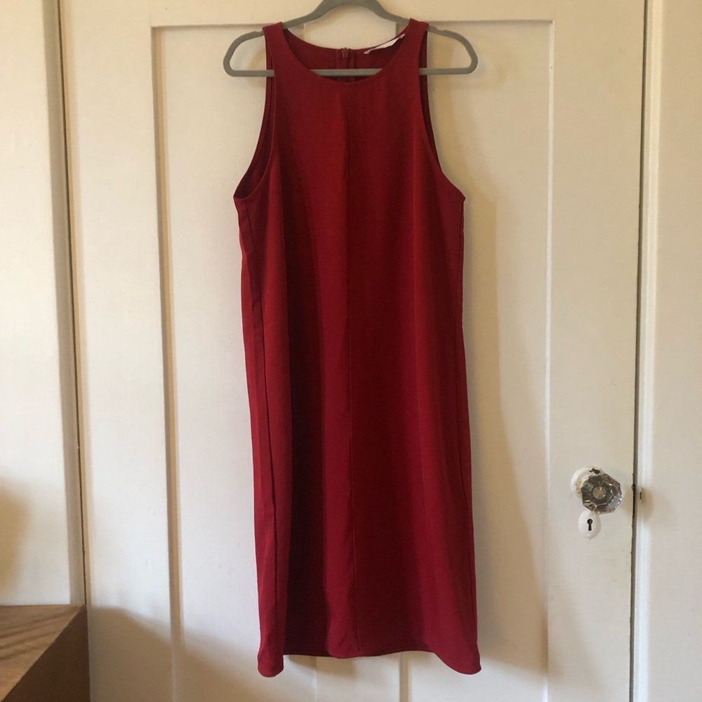 Red Everlane Japanese GoWeave a-line shift dress